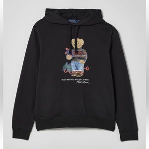 New Black Polo Ralph Lauren Bear Hoodie Sweatshirt